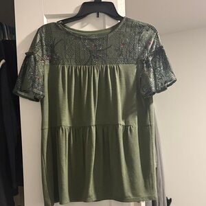 St. John's Bay Olive Green Lace Blouse